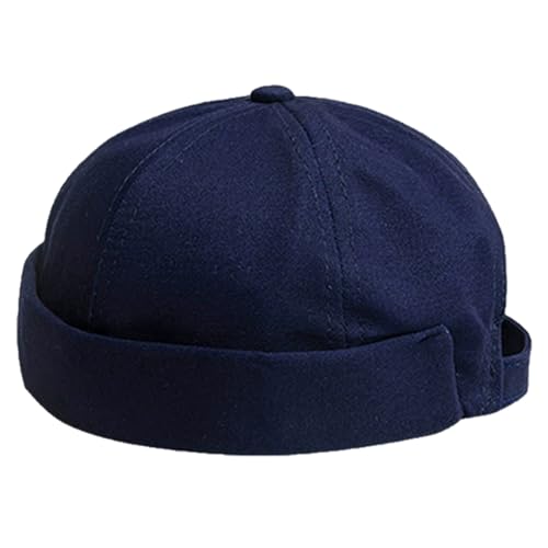 Adjustable Unisex Hip-Hop Docker Hat Dome Brimless Hats - color: Navy Blue