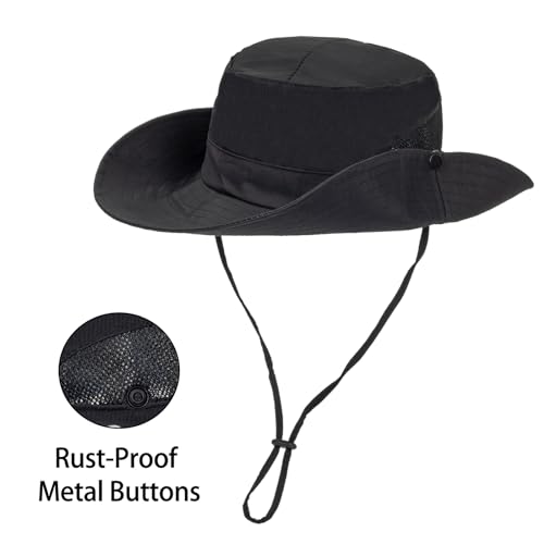 Womens Summer Sun Hat Beach Hat Wide Brim Outdoor UV Protection Bucket Hat - color: Solid Black