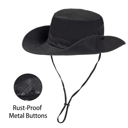 Womens Summer Sun Hat Beach Hat Wide Brim Outdoor UV Protection Bucket Hat - color: Solid Black