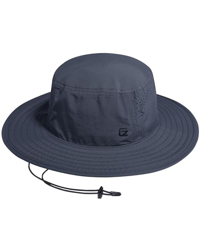 GADIEMKENSD UPF 50+ Bucket Hat, Breathable & Quick-Dry, Windproof Strap, Unisex for Outdoor Activities - color: Dark Grey