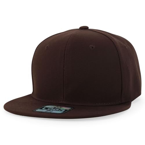 Trendy Apparel Shop Plain High Profile Flat Bill Snapback Baseball Fitted Cap - color: Brown, size: 7