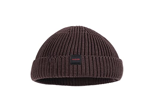 Fisherman Beanie Hats for Men Women,Knit Trawler Skull Cap,Watch Cap,Spring Fall Winter Warm Short Hats - color: (Cotton)-brown-m