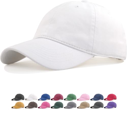 Vintage Washed Cotton Baseball Caps Men Women Adjustable Unstructured Low Profile Dad Hat - color: White