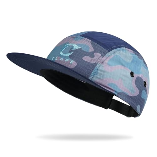 CLAPE Quick Dry 5 Panel Hat, Camo Lightweight Outdoor Cap - color: Cl5p32-blue