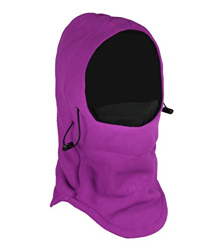 Tahbilk Balaclava Fleece Hood,Heavyweight Cold Weather Winter Motorcycle,Windproof Ski Mask,Ski&Snowboard Gear - color: Purple+black