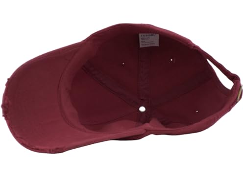 TSSGBL Unstructured Distressed Baseabll Cap Cotton Soft Dad Hat Adjustable Low Profile Headwear Ball Caps for Women Men - color: Distressed Burgundy, size: Medium-Large