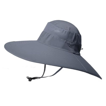 HUAMULAN Men Women 6" Wide Brim Sun Hat Summer Fishing Hats UV Protection - color: Bg9020-langray