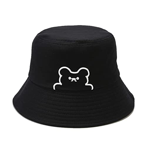 Quanhaigou Bucket Hats Unisex Sun Summer Travel Beach Fishing Cap for Men Women Teens - color: Bear Black