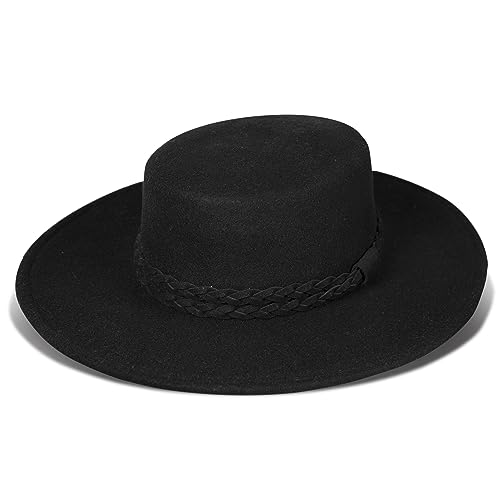 Lucky Brand Womens Ranger Hat | Wide Brim | Felt | Rancher | Americana | Western Inspired | Classic | Fashion | Cowboy - color: Boater - Black