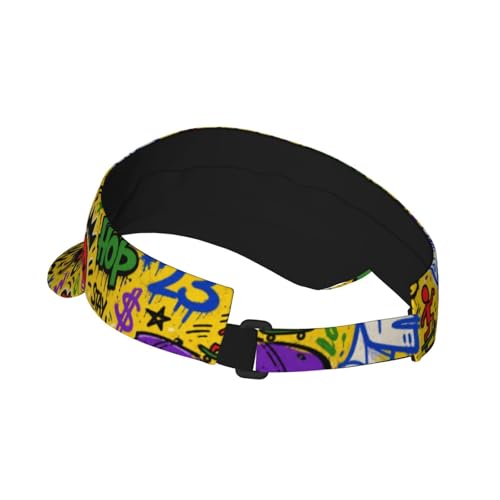 Sun Visor Hats Adjustable Open Top Sport Hat for Golf Women/Men - color: Hip-hop Graffiti