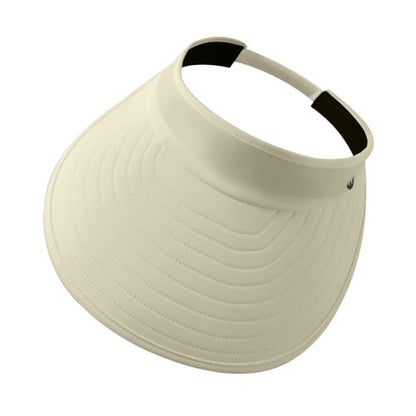 WANDER Sun Visor Hat Wide Brim Packable Large Beach Cap for Women - color: Light Khaki