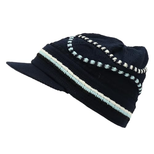 Armycrew Rasta Jamaica Style Thick Acrylic Knit Cuff Beanie Visor - color: Navy Sky 2