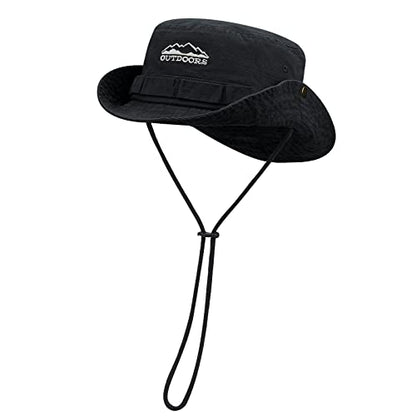 Clakllie Sun Hats for Women Men UV Protection Boonie Hats Summer Safari Jungle Hat Fishing Beach Hats UPF 50+ Camping Hats - color: S-dfh03-black