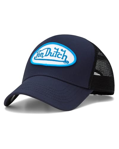 Von Dutch Unisex Trucker Hat, Colorblock, Mesh Back, Curved Bill, Snapback - color: Navy