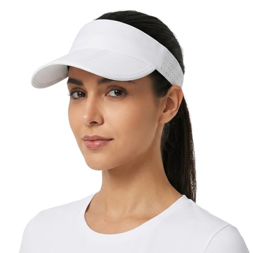Foldable Sports Sun Visor Hat - Adjustable Running Golf Tennis Cap with Mesh&Reflective Design, Quick Drying for Men & Women - color: White/Non-reflective