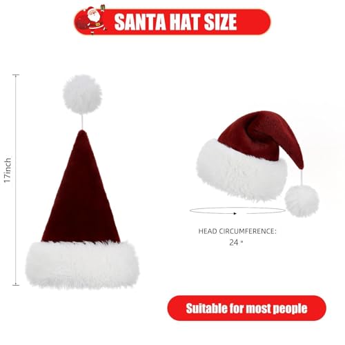 Personalized Santa Hat for Adults, Super Soft Plush Holiday Christmas Hat, Xmas New Year Party Headwear - color: Plush-burgundy