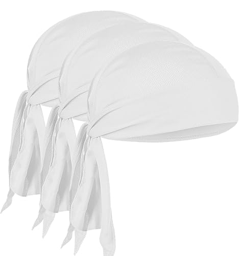 Sweat Wicking Doo Rag - Dew Rag Cooling Helmet Liner - Breathable Helmet Do Rag for Men and Women - color: 3pcswhite