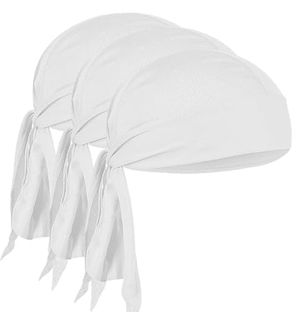 Sweat Wicking Doo Rag - Dew Rag Cooling Helmet Liner - Breathable Helmet Do Rag for Men and Women - color: 3pcswhite