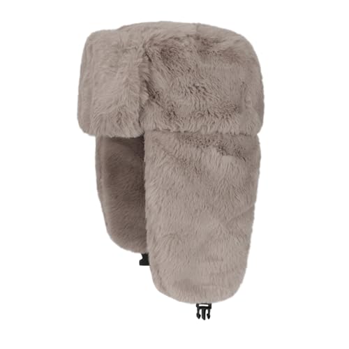 Womens Faux Fur Fuzzy Trapper Hat Winter Ear Flap Trooper Aviator Hat - color: Brown