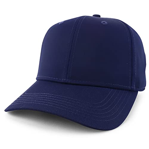 Trendy Apparel Shop High Crown Adjustable Plain Solid Baseball Cap - color: Navy