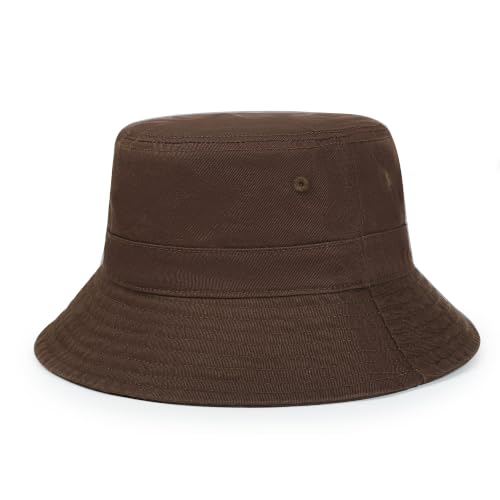 Cotton Bucket Hat Packable Beach Sun Hat for Women Men - color: Coffee