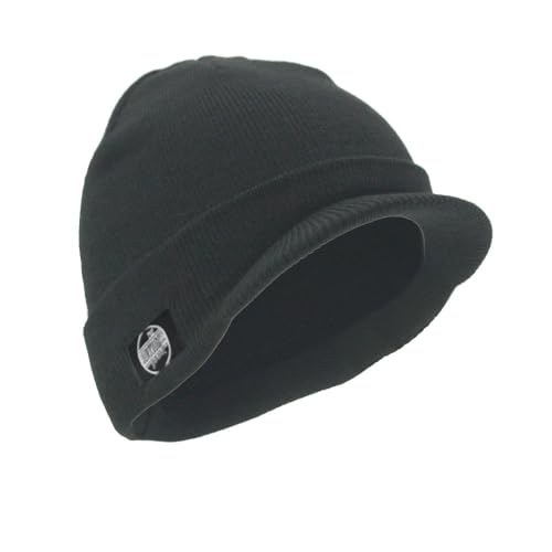 The Vintage Year Visor Beanie Billed Knit Radar Cuff Skull Cap Sports Outdoor Winter Stretch Acrylic One Size Men Women - color: Charcoal Gray the Vintage Year