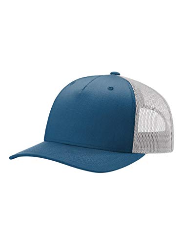 Printed Five-Panel Trucker Hat by Cotton Paperie - color: Cobalt Blue/ Grey