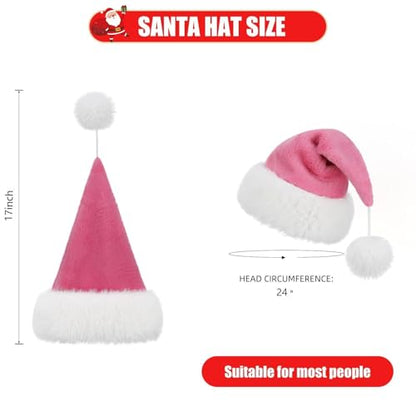Personalized Santa Hat for Adults, Super Soft Plush Holiday Christmas Hat, Xmas New Year Party Headwear - color: Plush-hot Pink