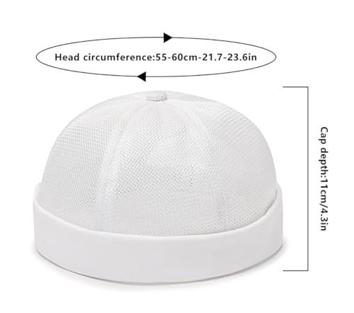 DIYDECAL Mens Mesh Brimless Cap,Summer Skullcap Docker Beanie Hat - color: White