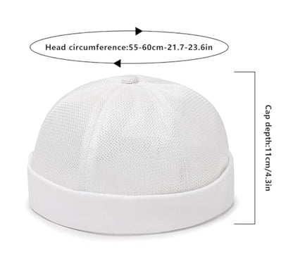 DIYDECAL Mens Mesh Brimless Cap,Summer Skullcap Docker Beanie Hat - color: White