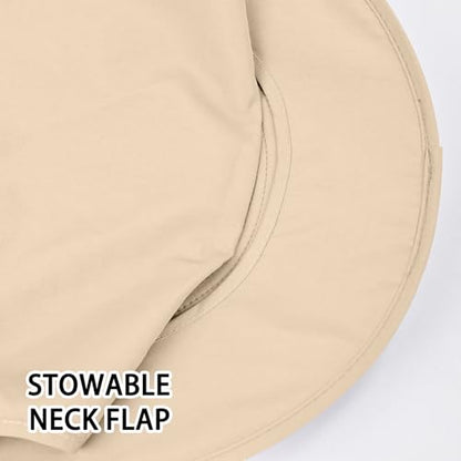 ZOORON Sun Hats for Men Women with Neck Flap Fishing UPF 50+ UV Protection - color: Beige (With Face Cover)