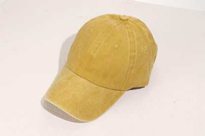 Glamorstar Classic Unisex Baseball Cap Adjustable Washed Dyed Cotton Ball Hat - color: Yellow
