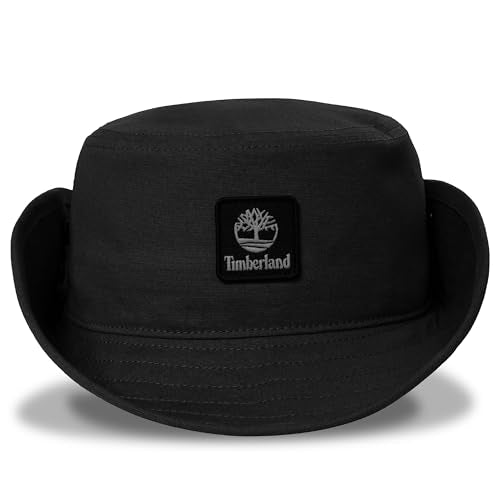 Timberland Floppy Bucket Hat for Men, Packable Sun Hat with Adjustable Chin Cord, Lightweight and Breathable Sun Protection - color: Black, size: Small-Medium