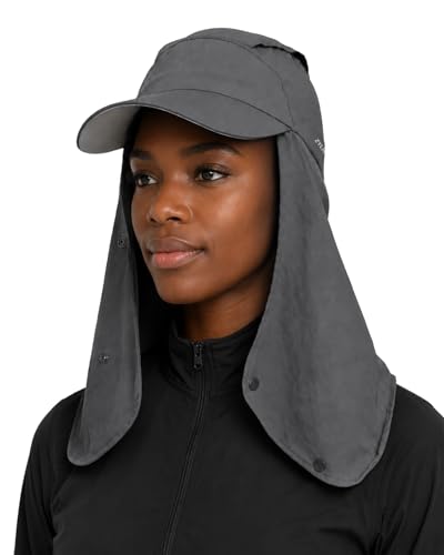 Zylioo XXL Sun Hat for Big Heads, Neck Flap Fishing Cap - color: Dark Gray, size: X-Large-XX-Large