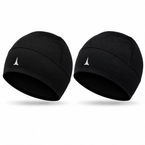 Helmet Liner Sweat Wicking Skull Cap Beanie. Ultimate Performance Moisture Wicking. Fits Under Helmets - color: 2pack - Black & Black, size: One Size