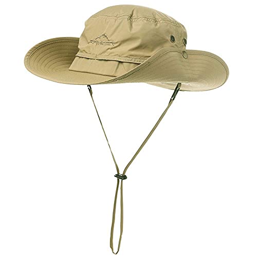 Comhats Waterproof UPF 50+ Wide Brim Sun Hat for Men Big Heads Oversized - color: 000702_khaki, size: Small-Medium