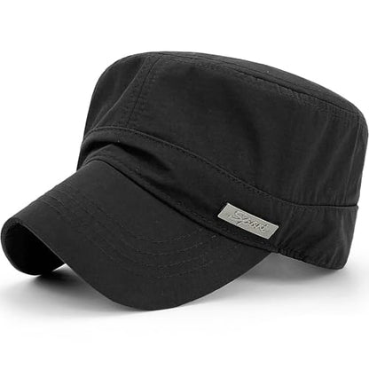 Loneshark Water Resistant Military Hat Quick Dry Cadet Cap Army Flat Top - color: Rectangle-logo-black