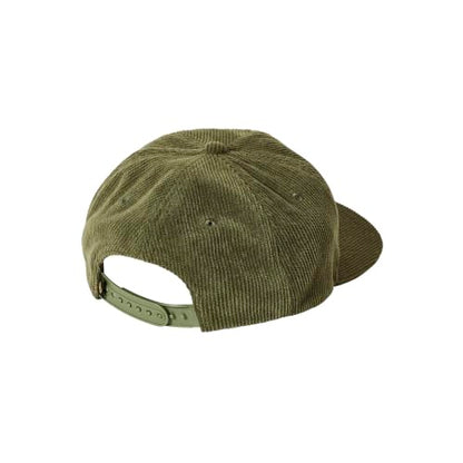 Volcom Men's Snapback Hat– 6-Panel Twill Flat Brim Cap Adjustable Snap Closure - color: Army V