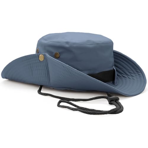 Sun Hats for Men Women, Fishing Hat UV Protection Wide Brim Bucket Hats Foldable Boonie Hat for Hiking Camping Safari - color: Blue
