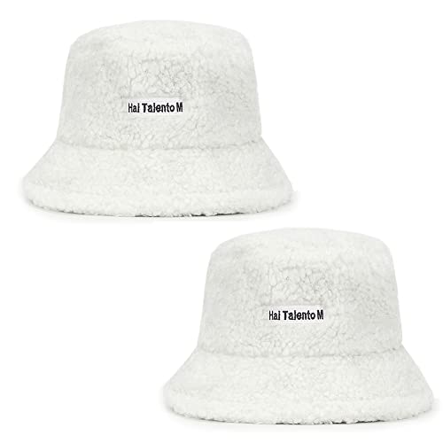 Magik Women Fashion Winter Bucket Hat Vintage Cloche Hats Wool Warmer Fisherman Cap - color: White