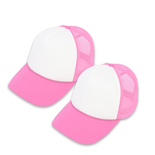 MR.R Sublimation Blanks Polyester Mesh Cap Mesh Hat Two Tone Trucker Summer Mesh Cap with Adjustable Snapback,2pcs per Pack - color: Pink