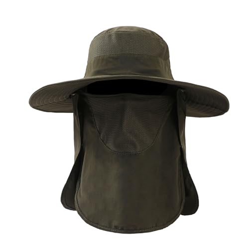 Sun Hat for Men Women Wide Brim Sun Protection Fishing Hat with Face Cover Neck Flap Outdoor UPF50+ Summer Outdoor - color: Sun Hat With Face Cover Neck Flap 06