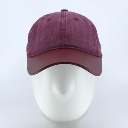 Heavy Washed Coated Canvas Wax-Look Adjustable Low Profile Men Women Baseball Cap - color: Canvas Red/Red