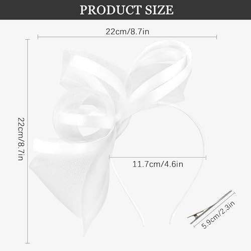 White Fascinators Hats for Women, Fascinator Headband Women's Tea Party Hat Derby Hats for Cocktail, Wedding, Fancy Dress Party, 1920s Accessories for Women - color: White