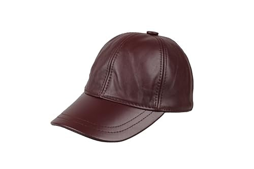 Genuine Leather Unisex Baseball Cap - color: Burgundy