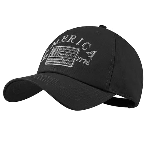 IIN American Flag Baseball Cap for Men Women Low Profile USA Army Tactical Operator Military Plain Dad Hat - color: Usa-black