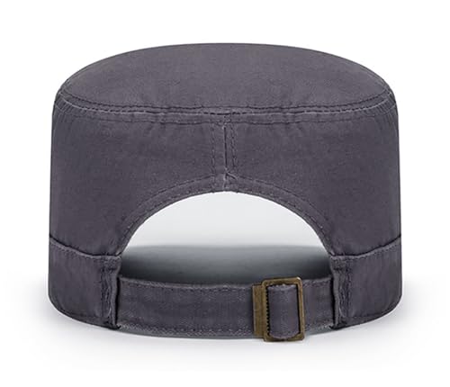 Unisex Flat Top Military Cadet Cap Outdoor Sun Hat - color: Grey