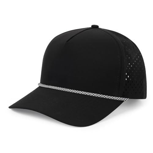 HH HOFNEN Quick Dry Baseball Cap Snapback Golf Trucker Hat for Men Women - color: #1 Black