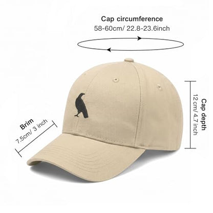 Wishper Studio Embroidered Baseball Cap for Women Men, Cotton Hat with Adjustable Velcro, Minimalist Animal Embroidery - color: Khaki