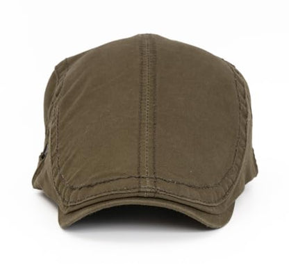 Quanhaigou Unisex Denim Newsboy Hats Flat Ivy Gatsby Cabbie Driving Berets Hat Cotton Dad Cap for Men Women - color: Army Green